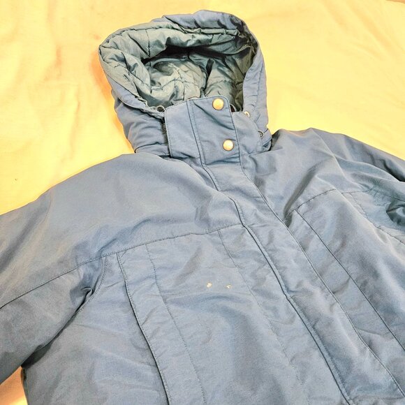 LL Bean VTG 1X XL Ski Jacket Nylon Aqua Blue Women Full Zip Insulated Zip Hood - Picture 2 of 16